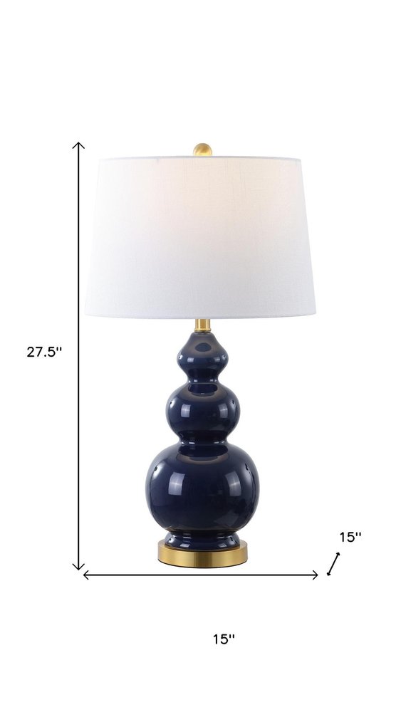 28" Navy Blue And Gold Novelty Table Lamp With Empire Shade HomeRoots