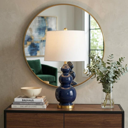 28" Navy Blue And Gold Novelty Table Lamp With Empire Shade HomeRoots