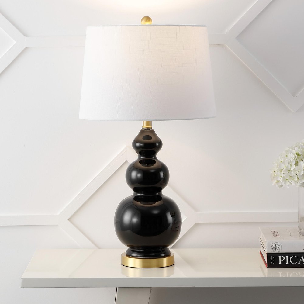 28" Gold Novelty Table Lamp With Drum Shade HomeRoots