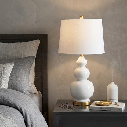 28" Gold Novelty Table Lamp With Drum Shade HomeRoots