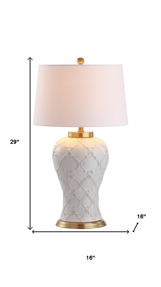 29" Gold Novelty Table Lamp With Drum Shade HomeRoots