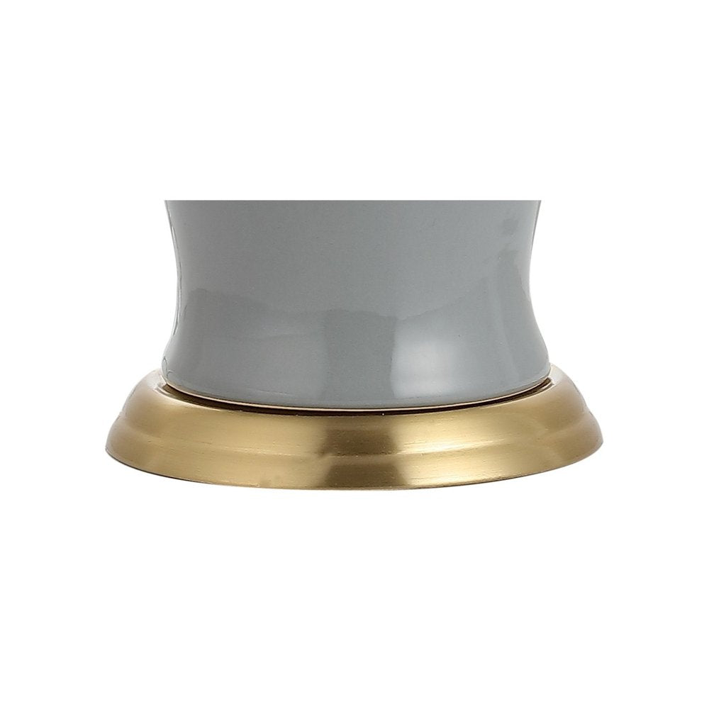 29" Gray And Gold Urn Bedside Lamp With Drum Shade — view 3