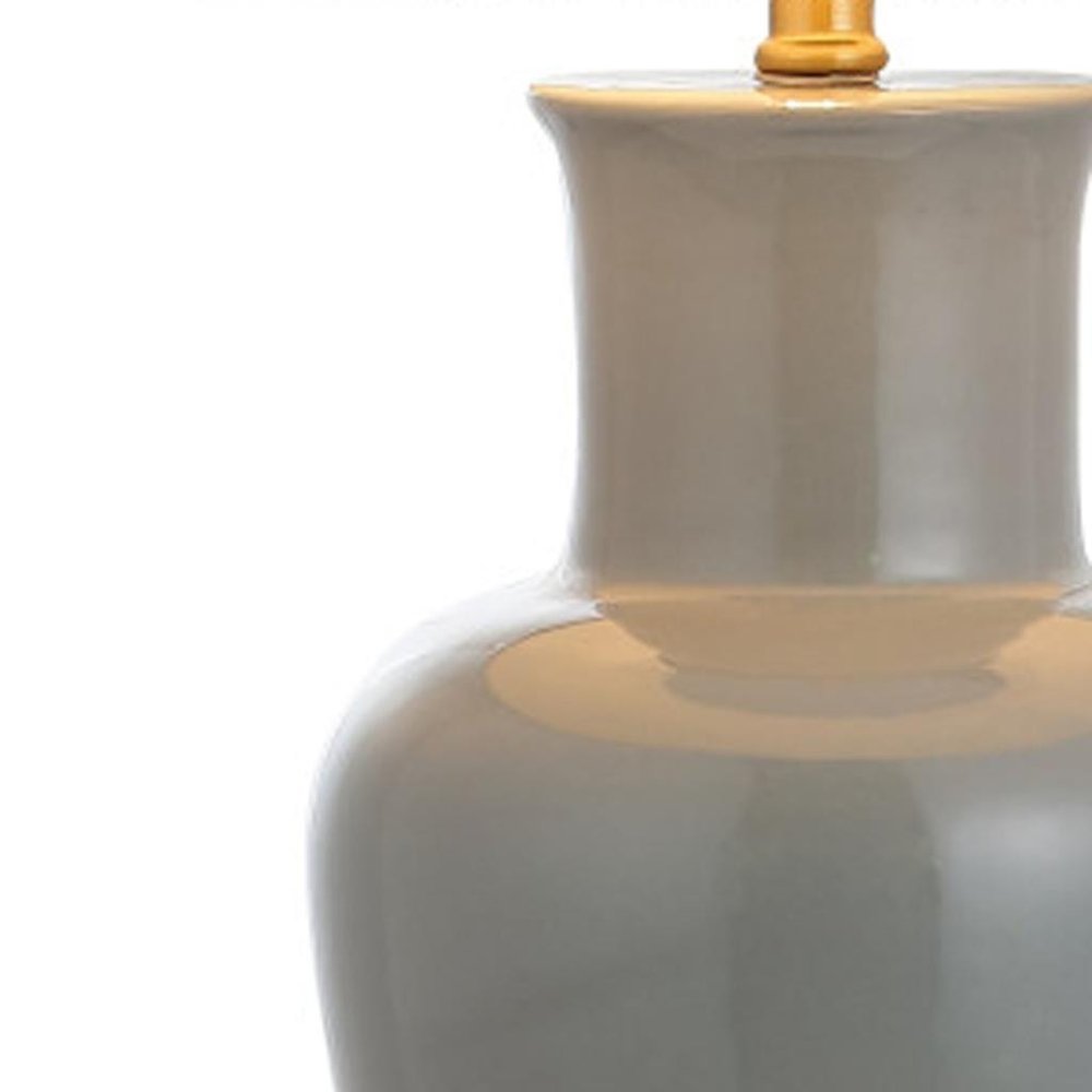 29" Gray And Gold Urn Bedside Lamp With Drum Shade — view 4
