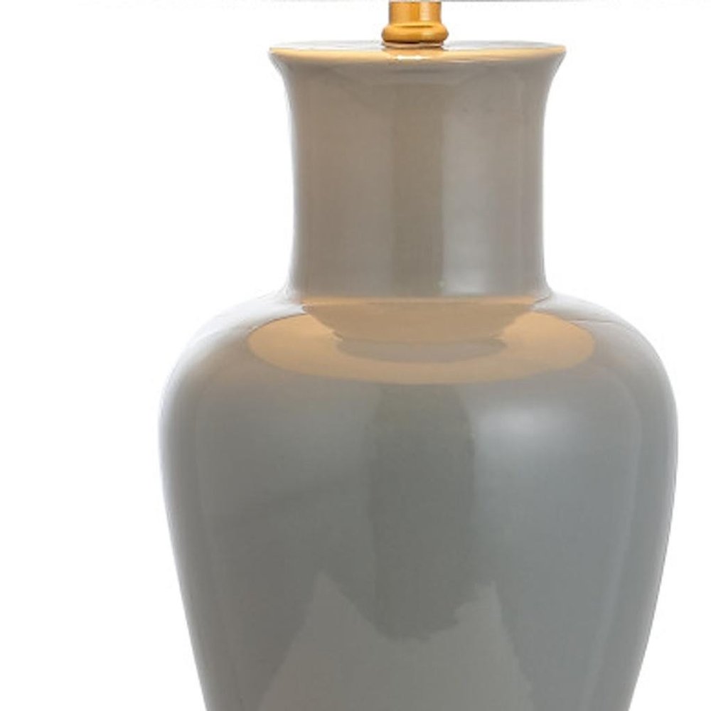 29" Gray And Gold Urn Bedside Lamp With Drum Shade — view 5