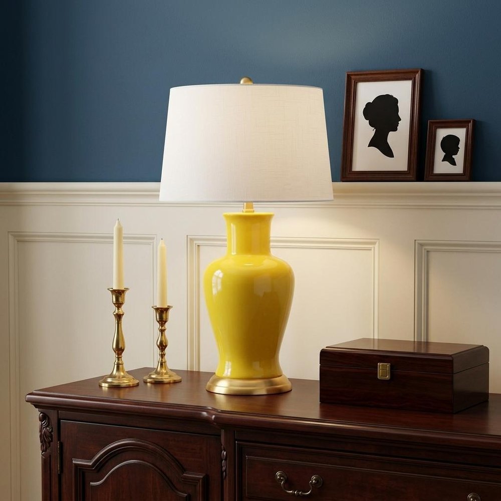 29" Gold Urn Bedside Lamp With Empire Shade — view 5