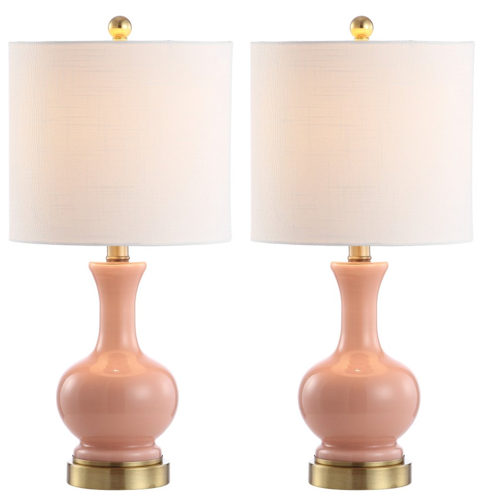 Set of Two 22" Gold Novelty Table Lamps With Drum Shades — view 2