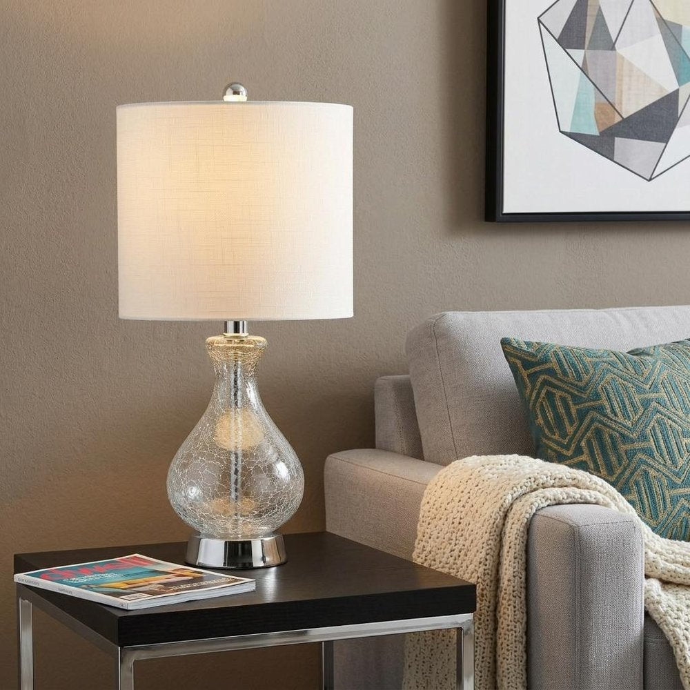21" Silver Gourd Table Lamp With Drum Shade HomeRoots