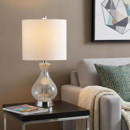 21" Silver Gourd Table Lamp With Drum Shade HomeRoots