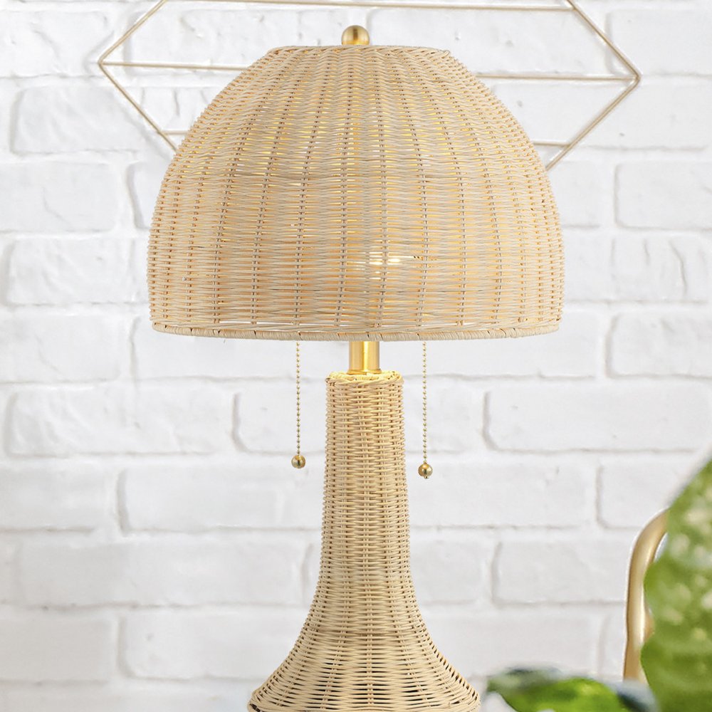22" Light Brown Table Lamp With Globe Shade — view 1