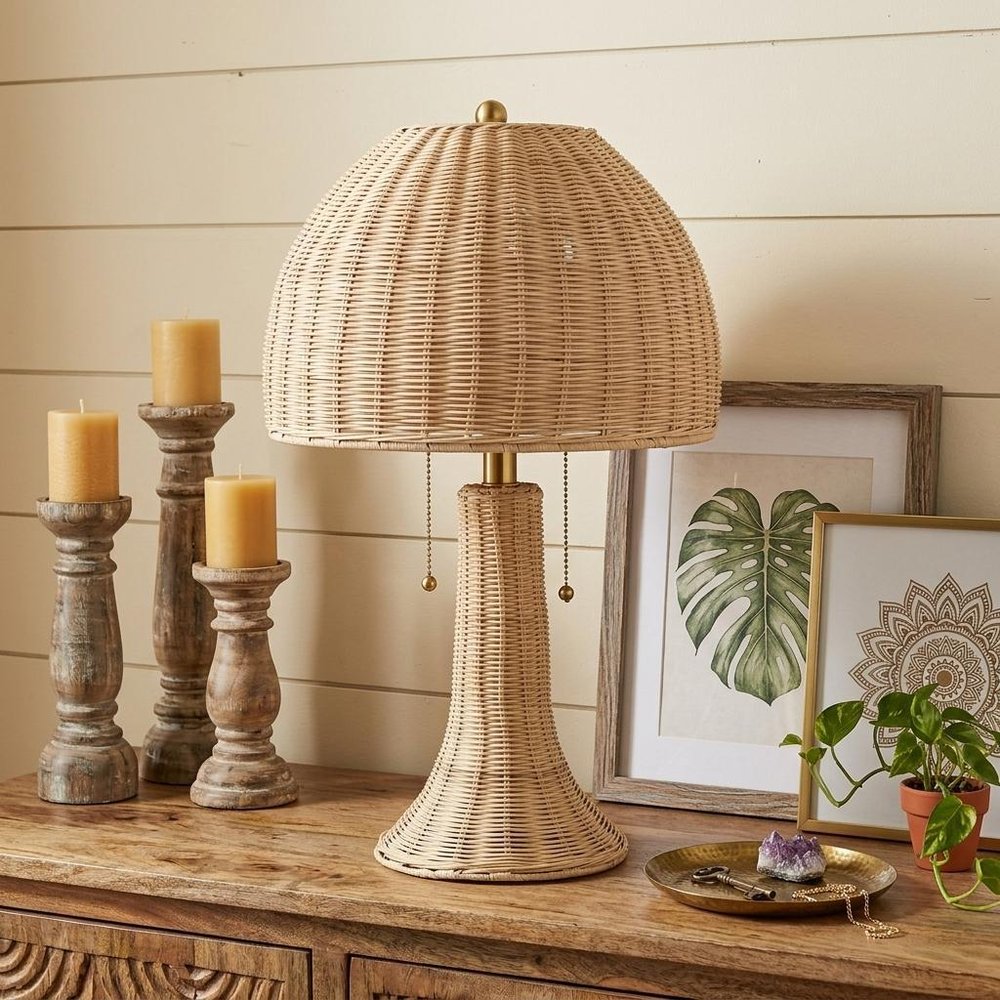 22" Light Brown Table Lamp With Globe Shade — view 7