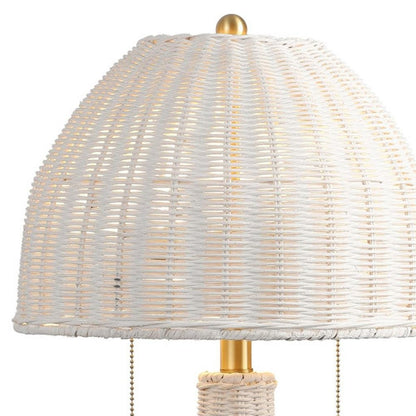 22" White Lantern Bedside Lamp With Dome Shade HomeRoots