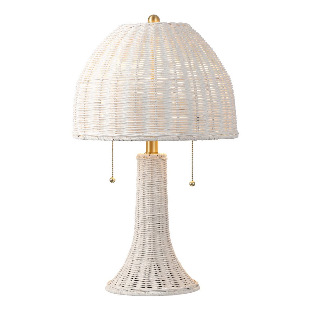 22" White Lantern Bedside Lamp With Dome Shade HomeRoots