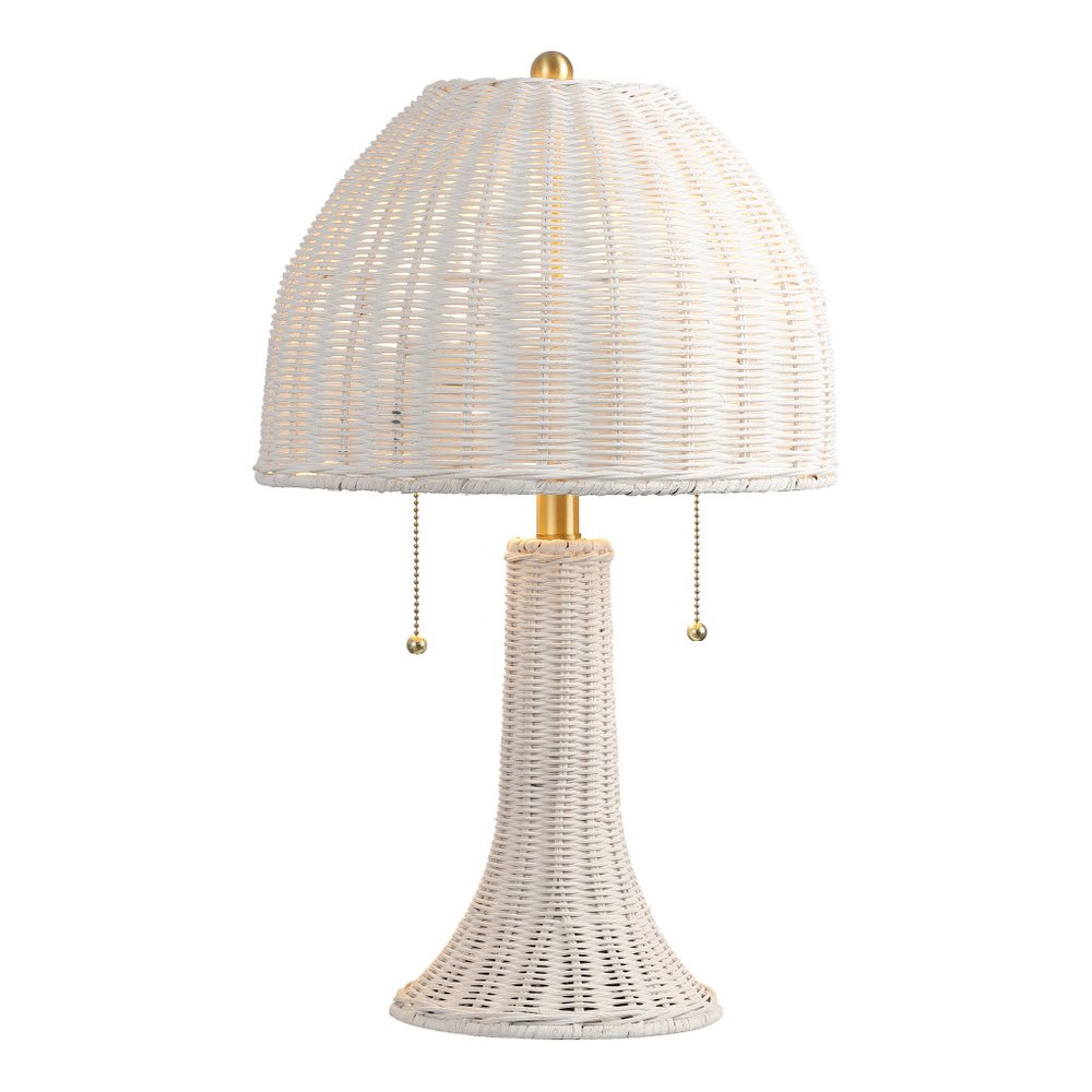22" White Lantern Bedside Lamp With Dome Shade HomeRoots