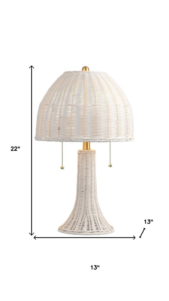 22" White Lantern Bedside Lamp With Dome Shade HomeRoots