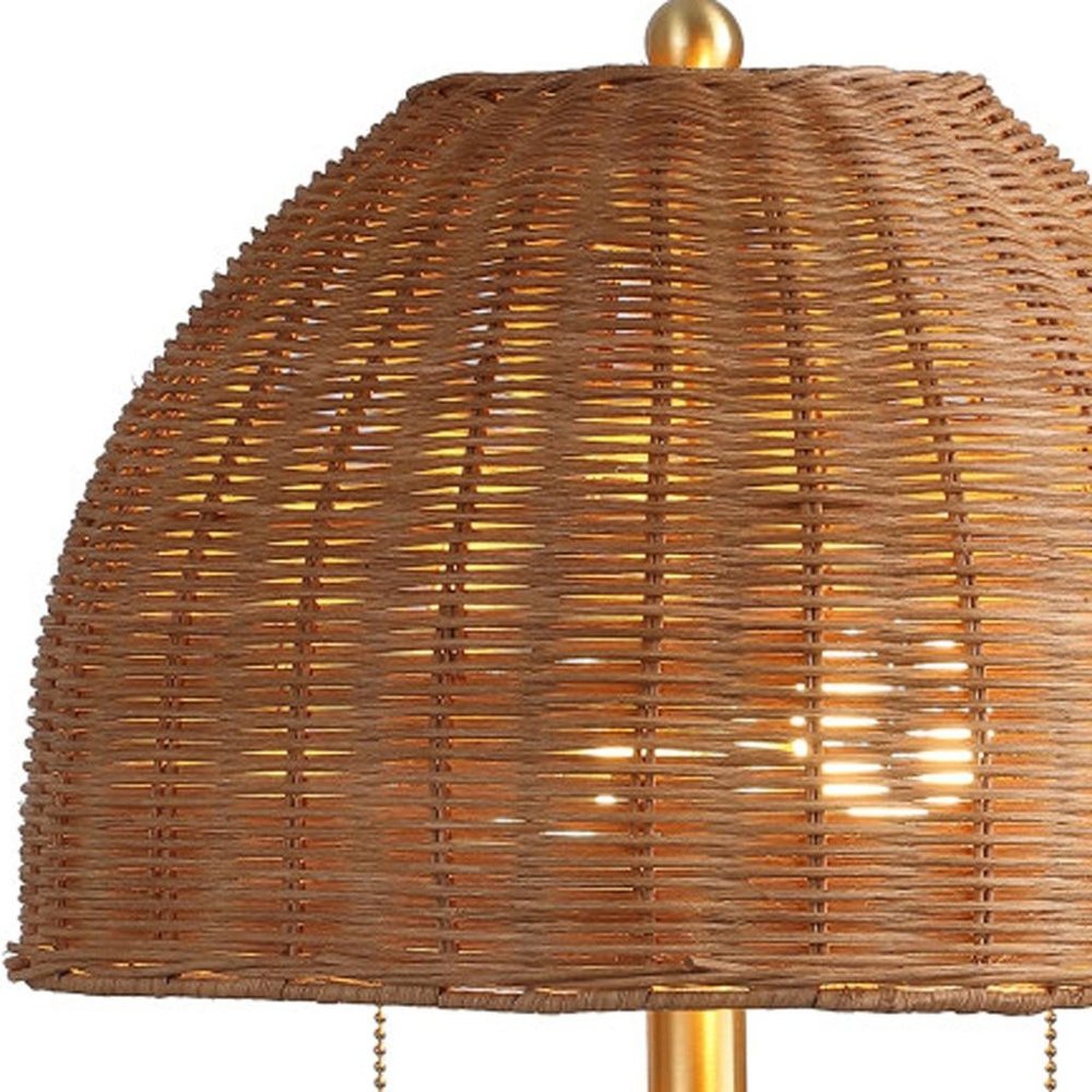 22" Natural Lantern Bedside Lamp With Dome Shade HomeRoots