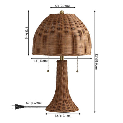 22" Natural Lantern Bedside Lamp With Dome Shade HomeRoots
