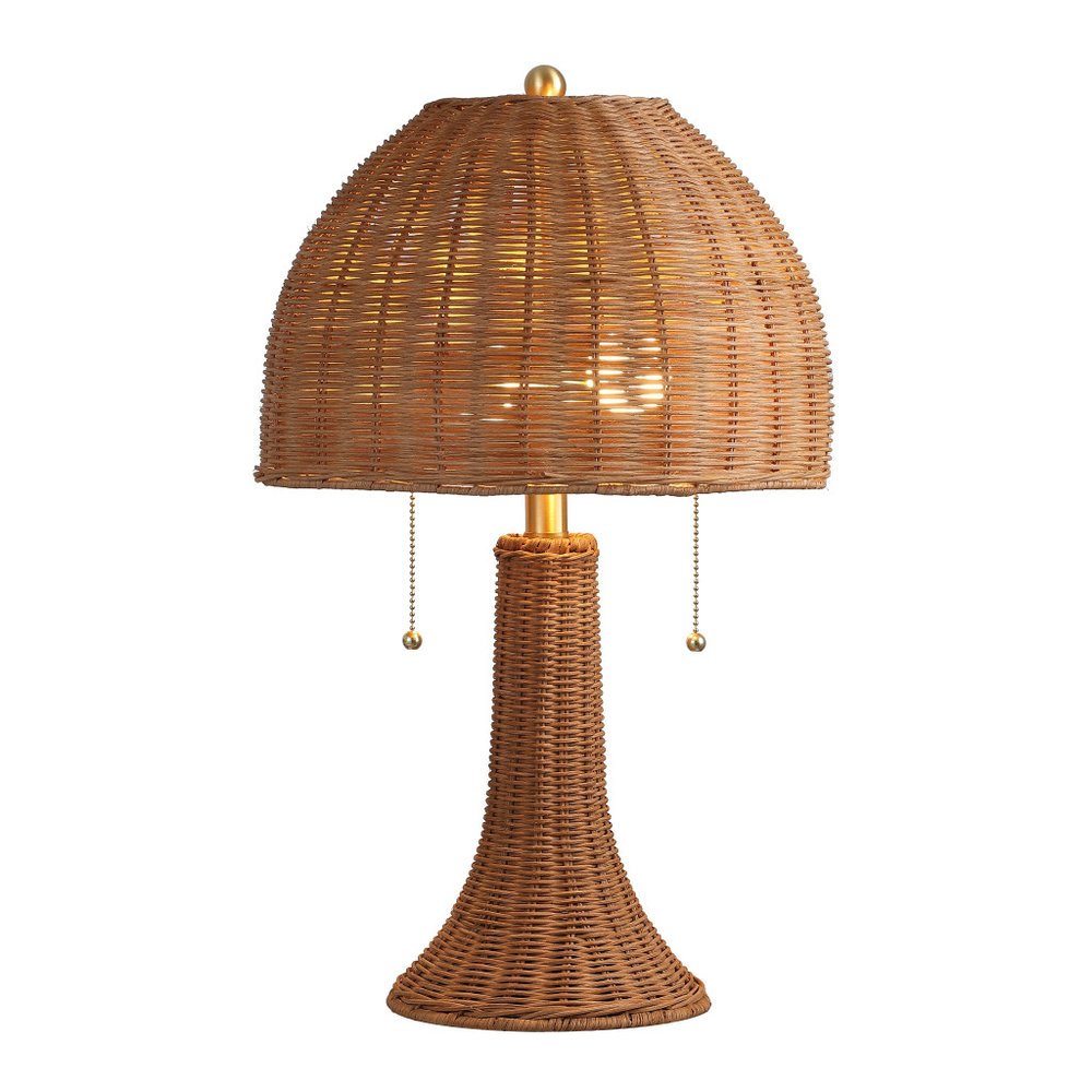 22" Natural Lantern Bedside Lamp With Dome Shade HomeRoots