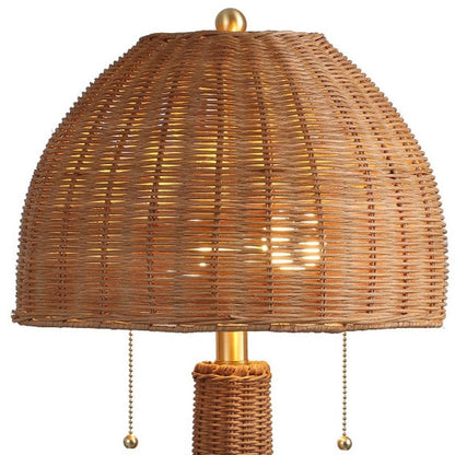 22" Natural Lantern Bedside Lamp With Dome Shade HomeRoots