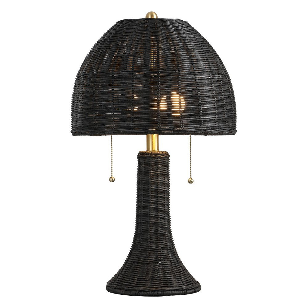 22" Black Round Bedside Lamp With Dome Shade HomeRoots