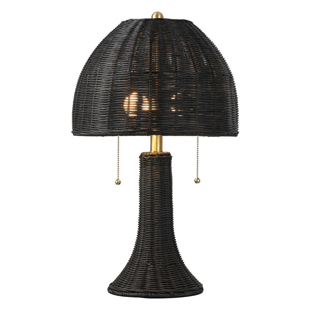 22" Black Round Bedside Lamp With Dome Shade HomeRoots