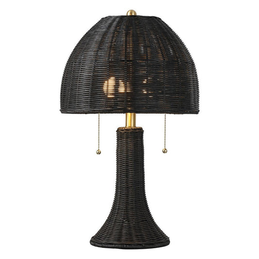 22" Black Round Bedside Lamp With Dome Shade HomeRoots
