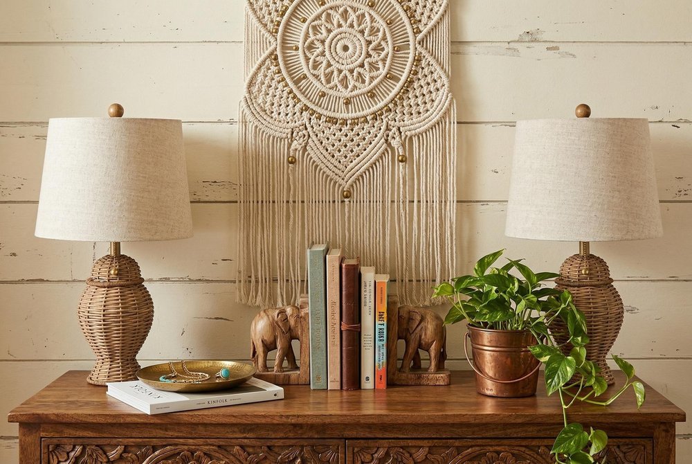 Set of Two 21" Light Brown Urn Table Lamps With Empire Shades — view 9