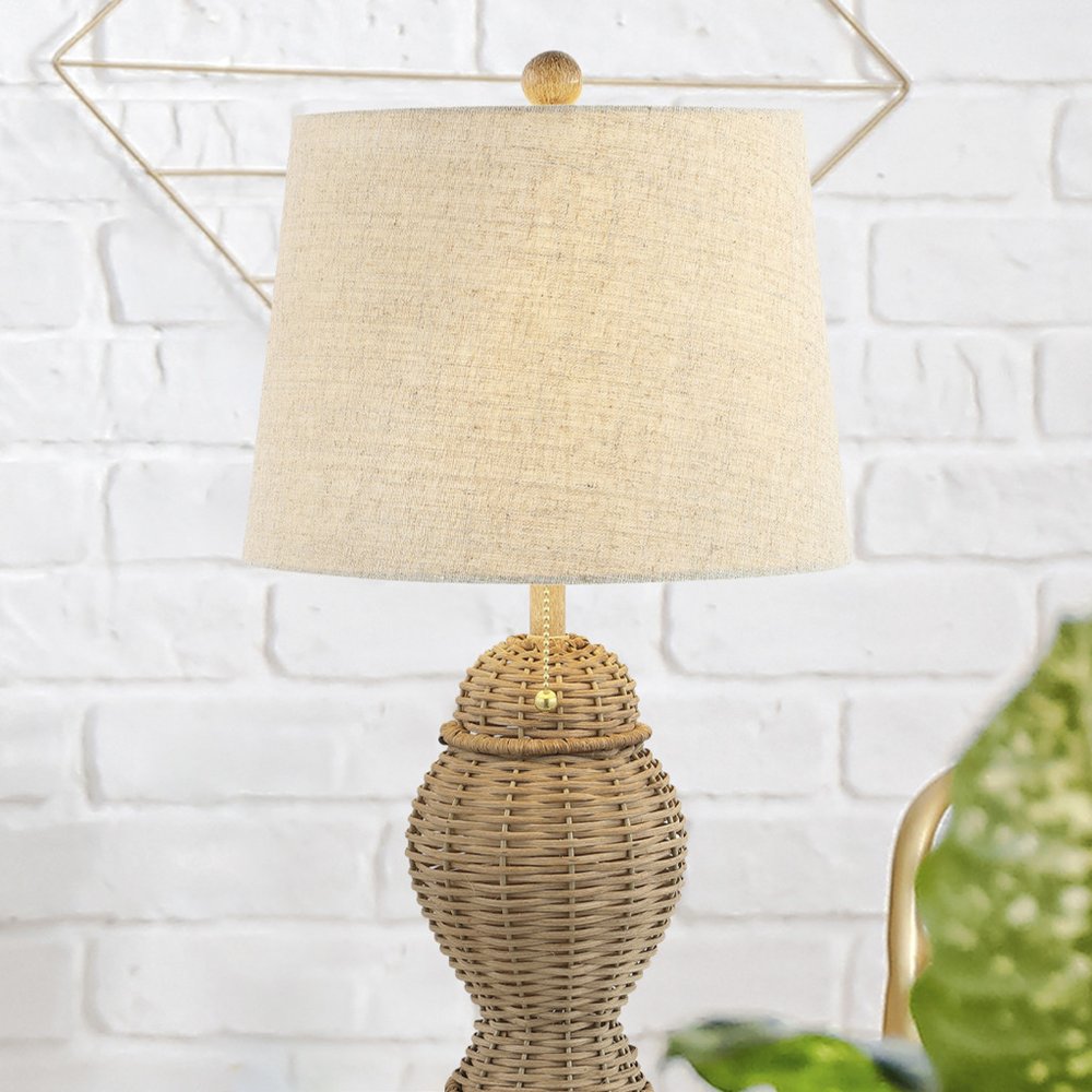 Set of Two 21" Light Brown Urn Table Lamps With Empire Shades — view 1