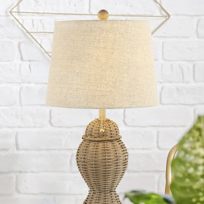 Set of Two 21" Light Brown Urn Table Lamps With Empire Shades