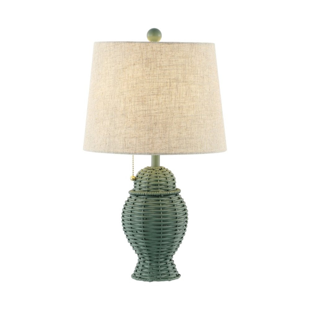 Set of Two 21" Green Urn Bedside Lamps With Empire Shades — view 3