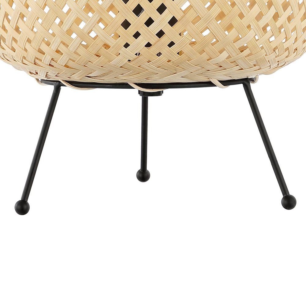 11" Natural And Black Woven Rattan Lantern Desk Lamp — view 3