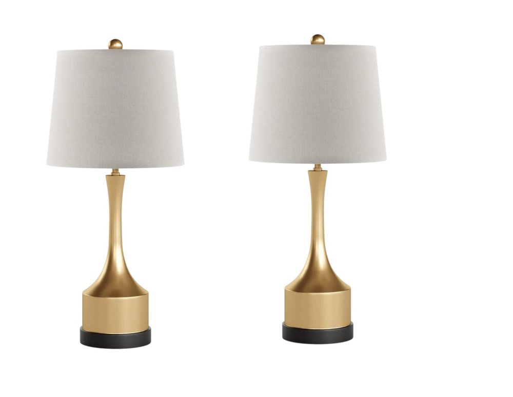 Set of Two 26" Black Table Lamps With Empire Shades — view 6