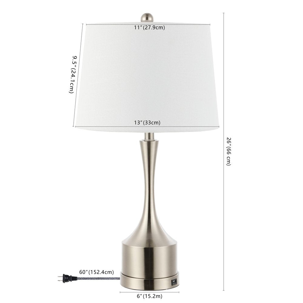 Set of Two 26" Nickel Novelty Table Lamps With Empire Shades — view 1