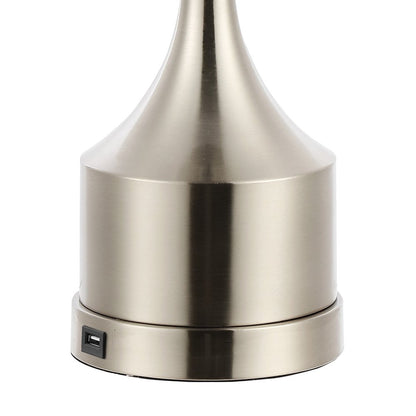 Set of Two 26" Nickel Novelty Table Lamps With Empire Shades