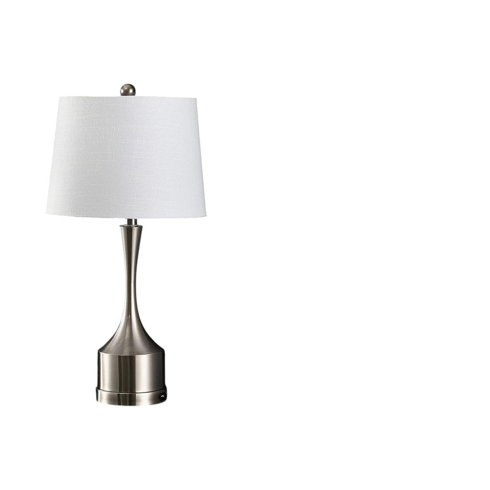 Set of Two 26" Nickel Novelty Table Lamps With Empire Shades — view 7