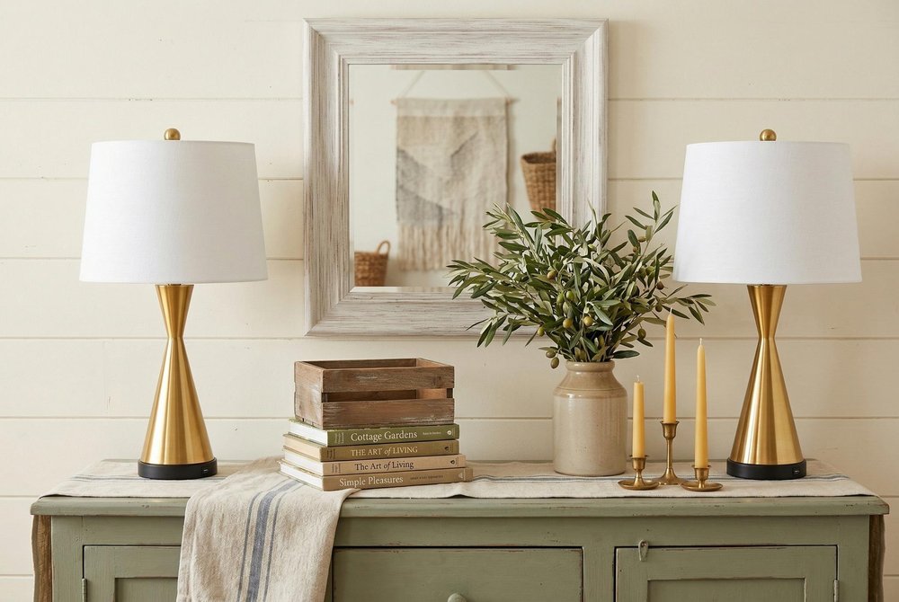 Set of Two 26" Black Novelty Table Lamps With Empire Shades — view 7