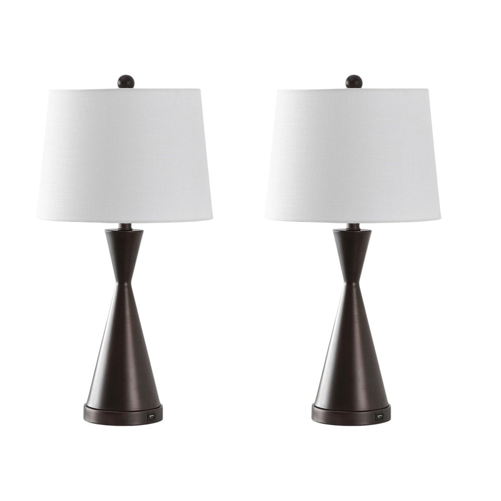 Set of Two 26" Antiqued Bronze Novelty Table Lamps With Empire Shades — view 4