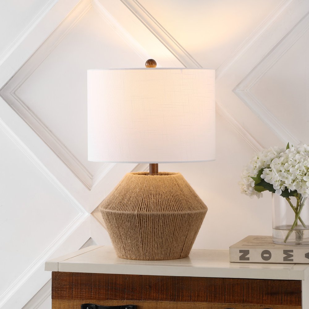 22" Brown Novelty Bedside Lamp With Drum Shade HomeRoots