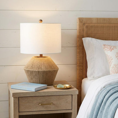 22" Brown Novelty Bedside Lamp With Drum Shade HomeRoots