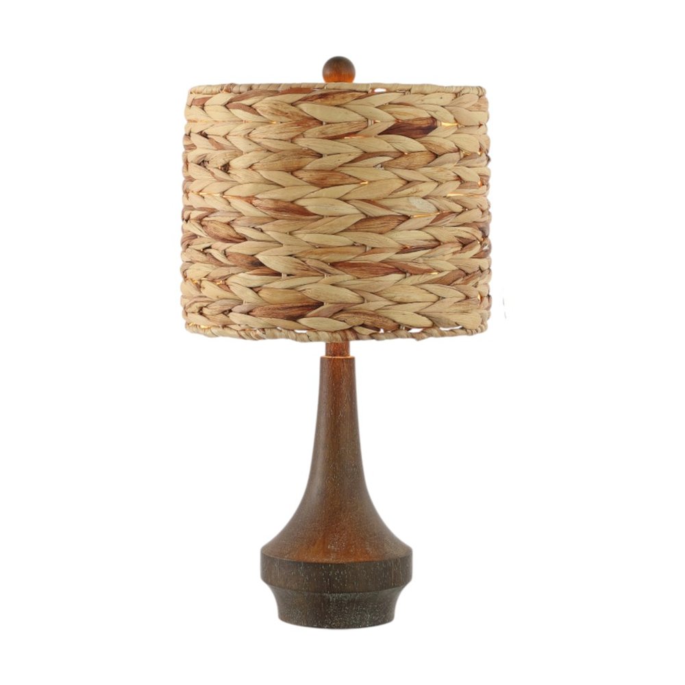 Set of Two 21" Dark Brown Gourd Bedside Lamps With Drum Shades — view 4