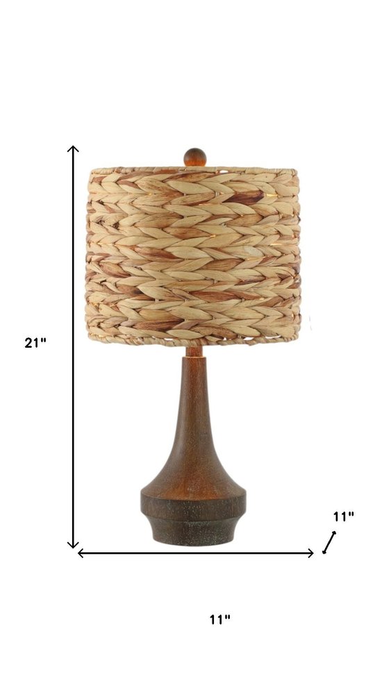 Set of Two 21" Dark Brown Gourd Bedside Lamps With Drum Shades — view 5