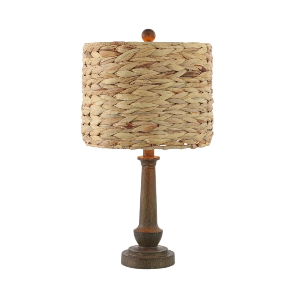 Set of Two 21" Dark Brown Bedside Lamps With Drum Shades — view 4