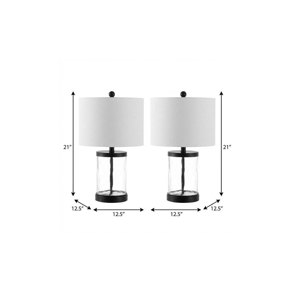 Set of Two 21" Black Table Lamps With Drum Shades HomeRoots