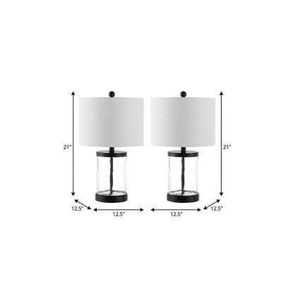 Set of Two 21" Black Table Lamps With Drum Shades HomeRoots