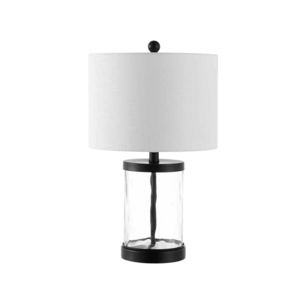 Set of Two 21" Black Table Lamps With Drum Shades HomeRoots