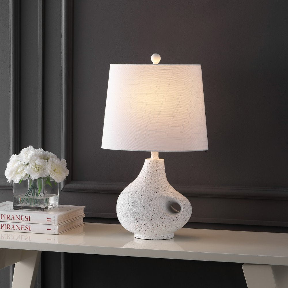 24" White Gourd Table Lamp With Novelty Shade HomeRoots