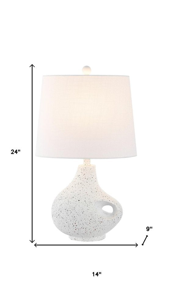24" White Gourd Table Lamp With Novelty Shade HomeRoots