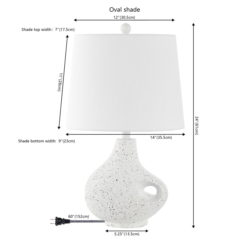 24" White Gourd Table Lamp With Novelty Shade HomeRoots