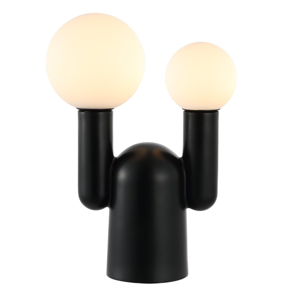 19" Black Two Light Novelty Globe Lamp — view 1