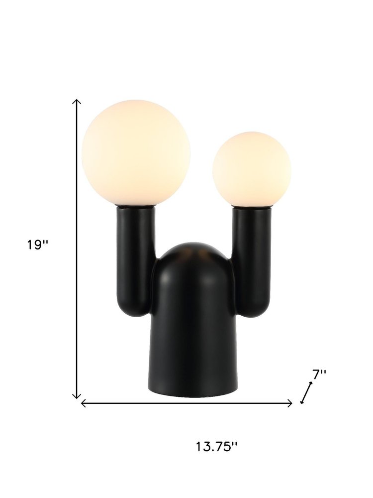 19" Black Two Light Novelty Globe Lamp — view 4