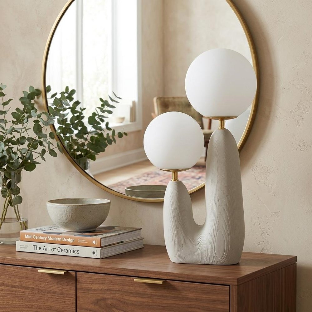 18" Light Gray Globe Globe Lamp — view 5
